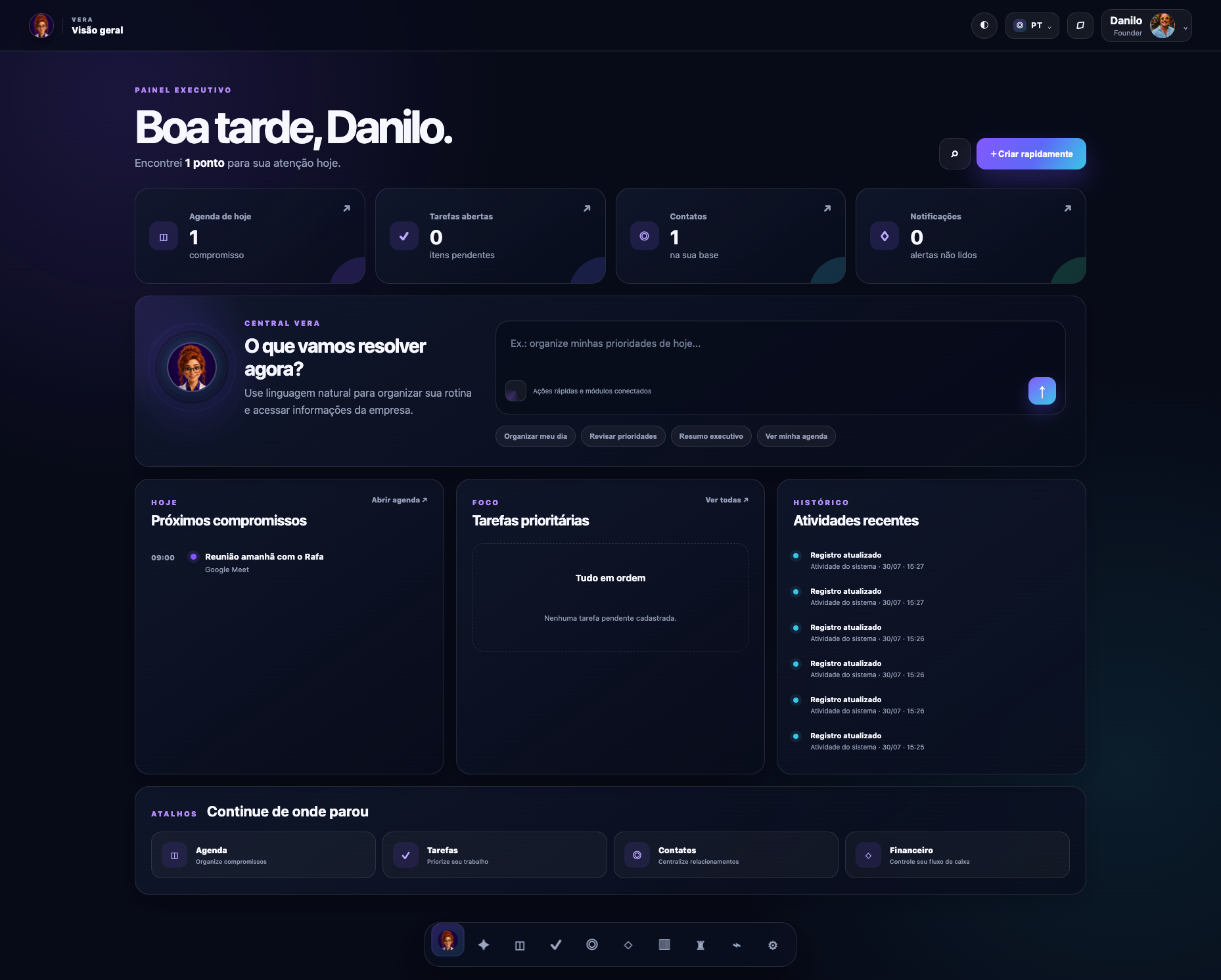 Dashboard da VERA